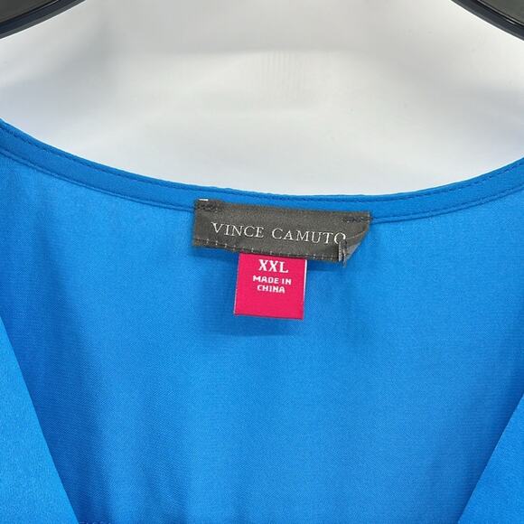 Vince Camuto Women's Ruffle V-neck Blouse - Ibiza Blue - XXL - New with tags - Picture 3 of 7